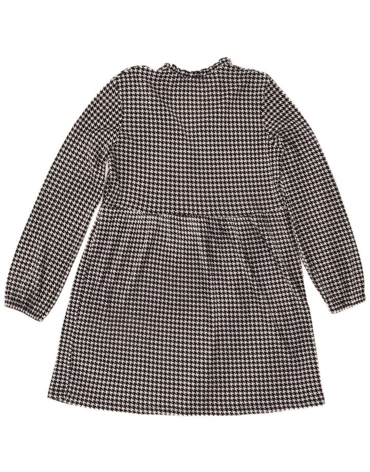 Langärmliges A-Linien-Kleid von Zara für Damen, Gr. 44, Mittelschwarz mit Hahnentrittmuster
