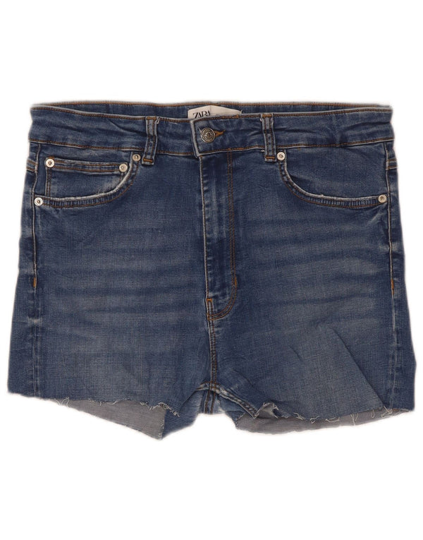 Zara Damen High Waist Skinny Denim Shorts EU 44 XL W34 Blau