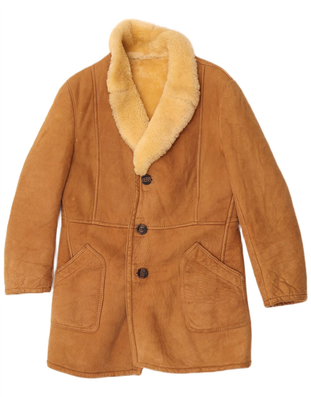Vintage Herren Shearling Jacke IT 50 Large Braun