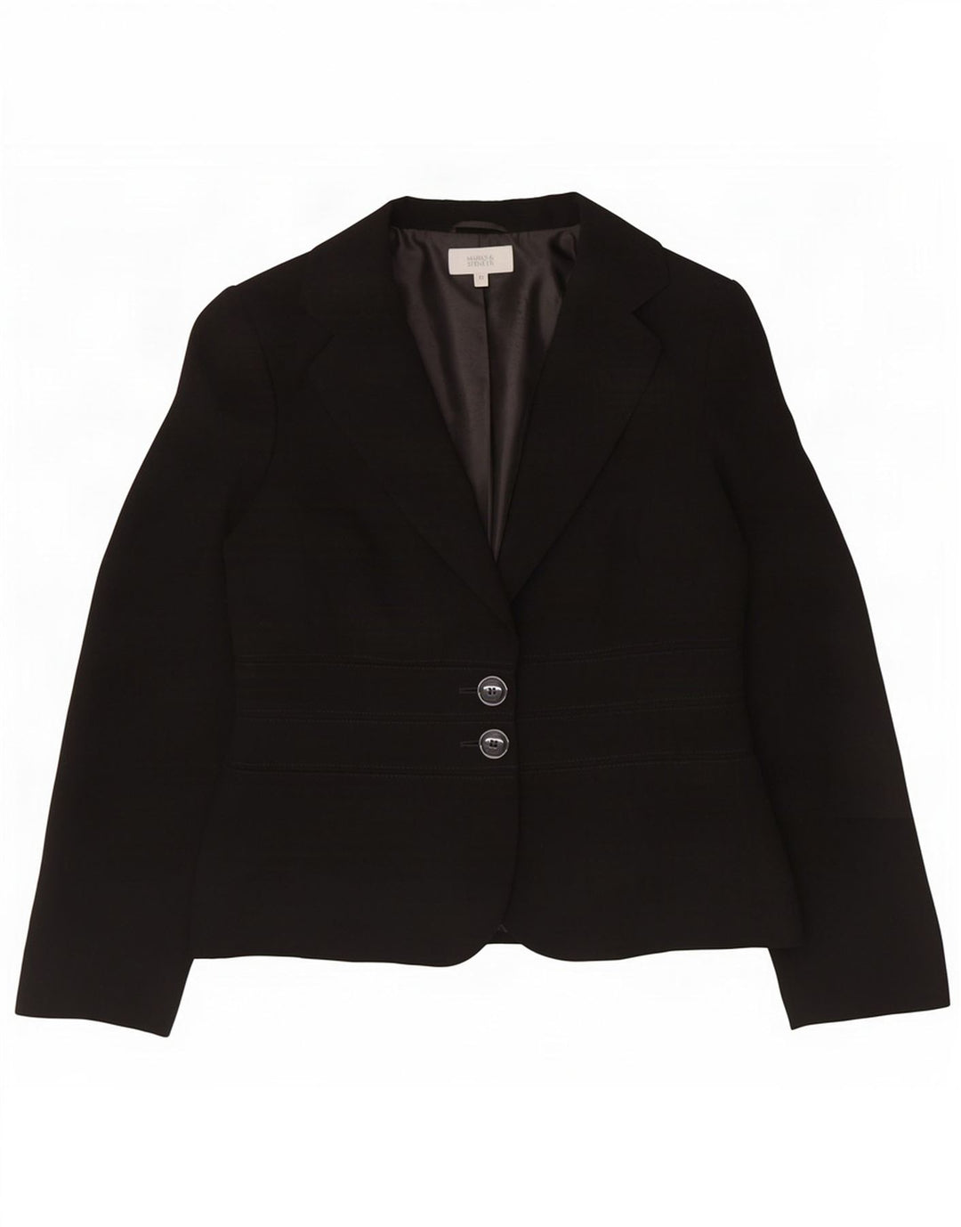Marks & Spencer Damen-Blazerjacke mit 2 Knöpfen, UK 12, Mittelschwarz, Polyester