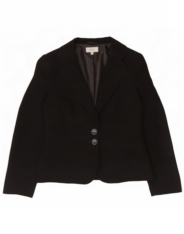 Marks & Spencer Damen-Blazerjacke mit 2 Knöpfen, UK 12, Mittelschwarz, Polyester