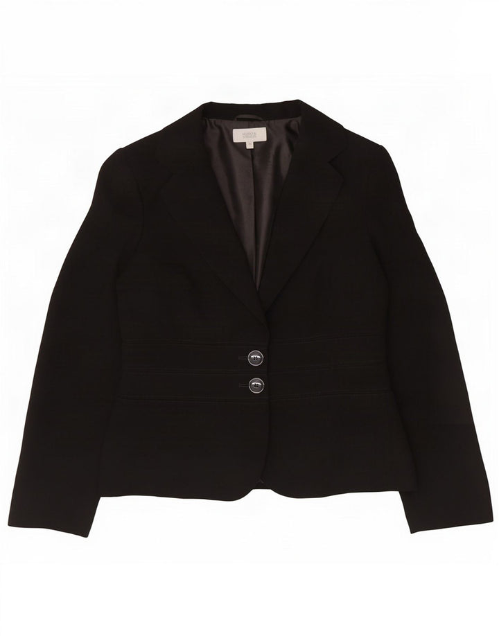 Marks & Spencer Damen-Blazerjacke mit 2 Knöpfen, UK 12, Mittelschwarz, Polyester