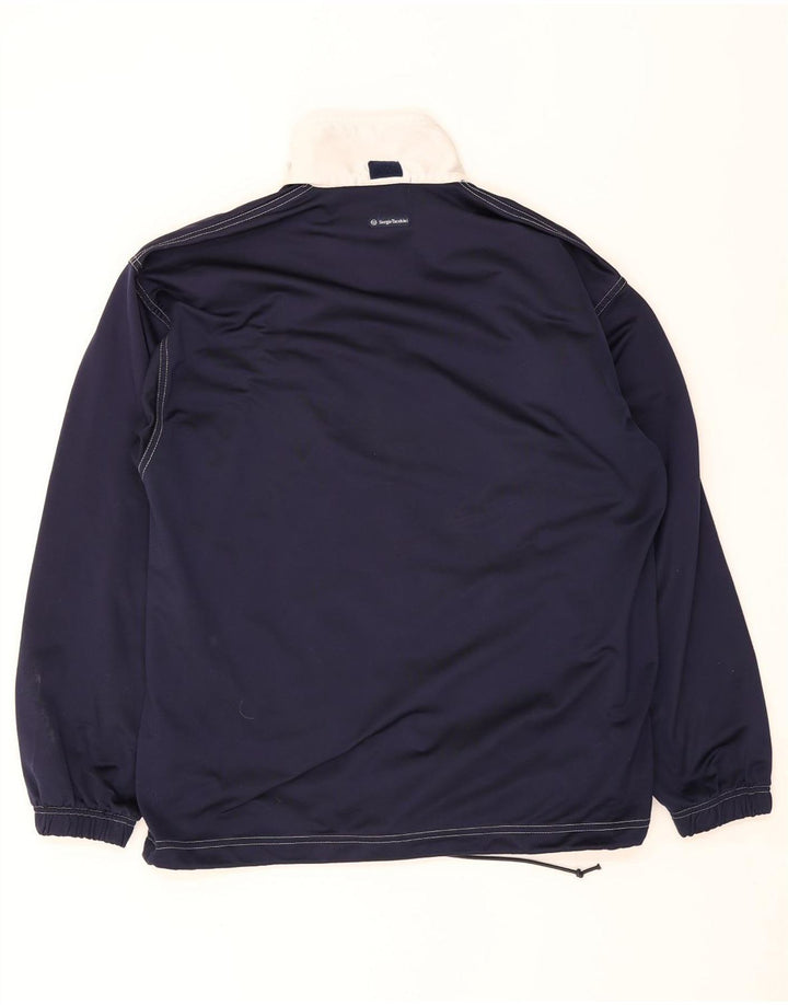 Sergio Tacchini Herren-Trainingsanzug-Oberteil-Jacke, mittleres Marineblau, Farbblock