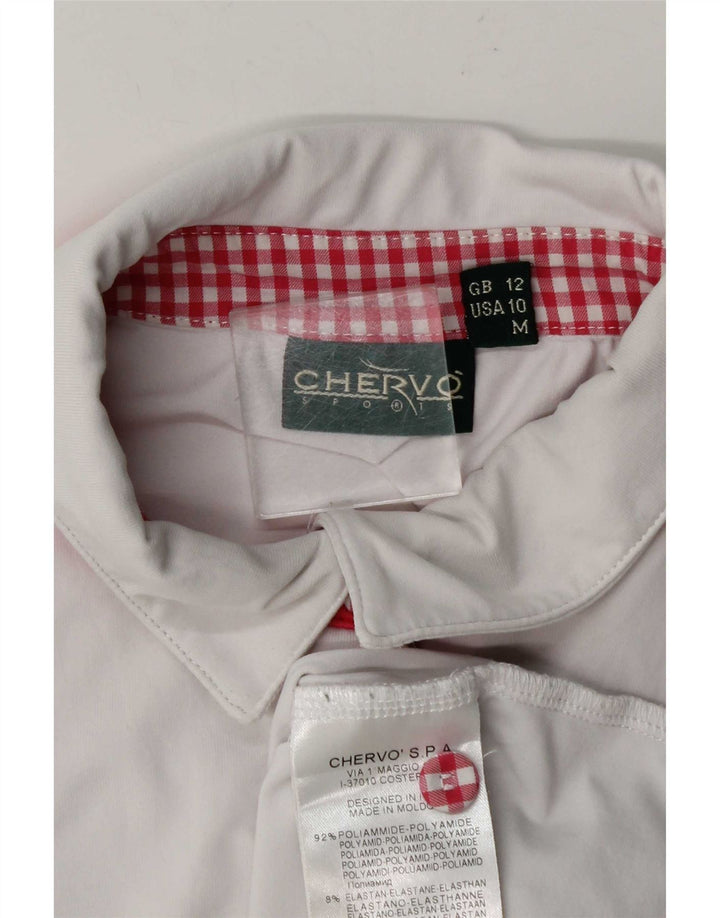Chervo Damen ärmelloses Poloshirt UK 12 Mittelweißes Polyamid