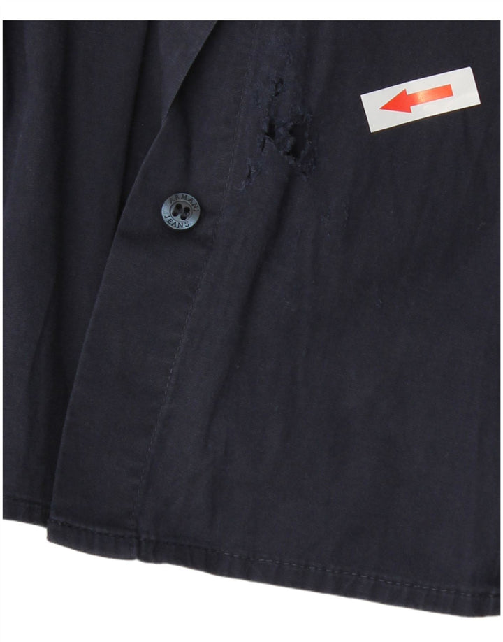 Armani Damen-Hemd, groß, marineblau, Baumwolle