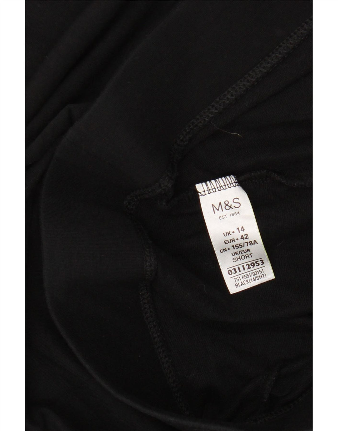 MARKS & SPENCER Damen-Leggings, UK 14, Größe L, schwarze Baumwolle