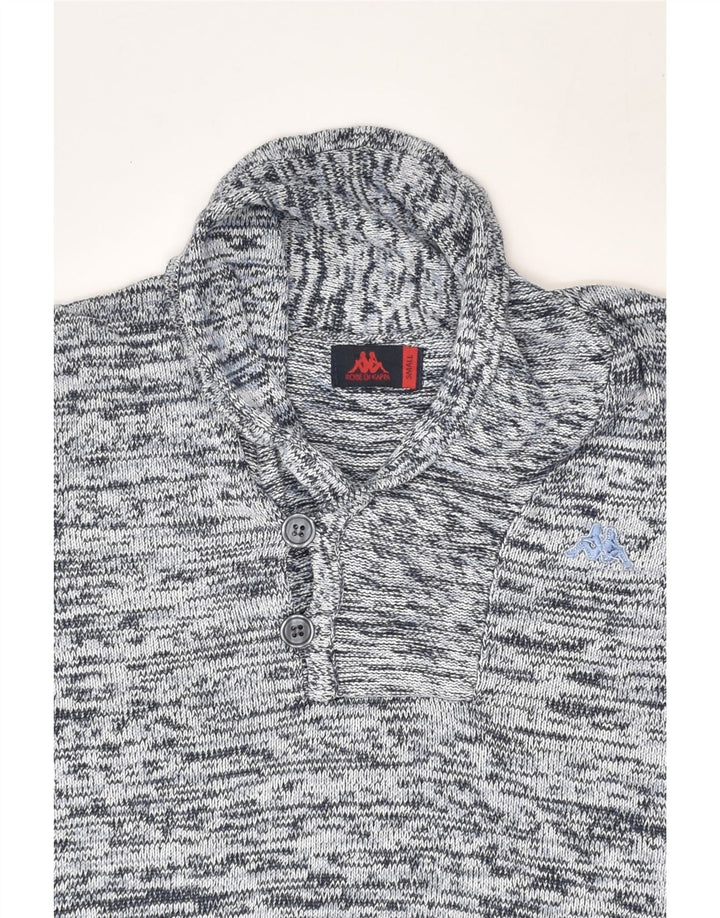 KAPPA Womens Loose Fit Shawl Neck Jumper Sweater UK 10 Small Grey Flecked | Vintage Kappa | Thrift | Second-Hand Kappa | Used Clothing | Messina Hembry 