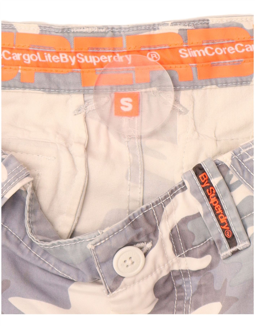 SUPERDRY Herren-Cargo-Shorts, Größe S, Größe 32, Grau, Camouflage-Baumwolle