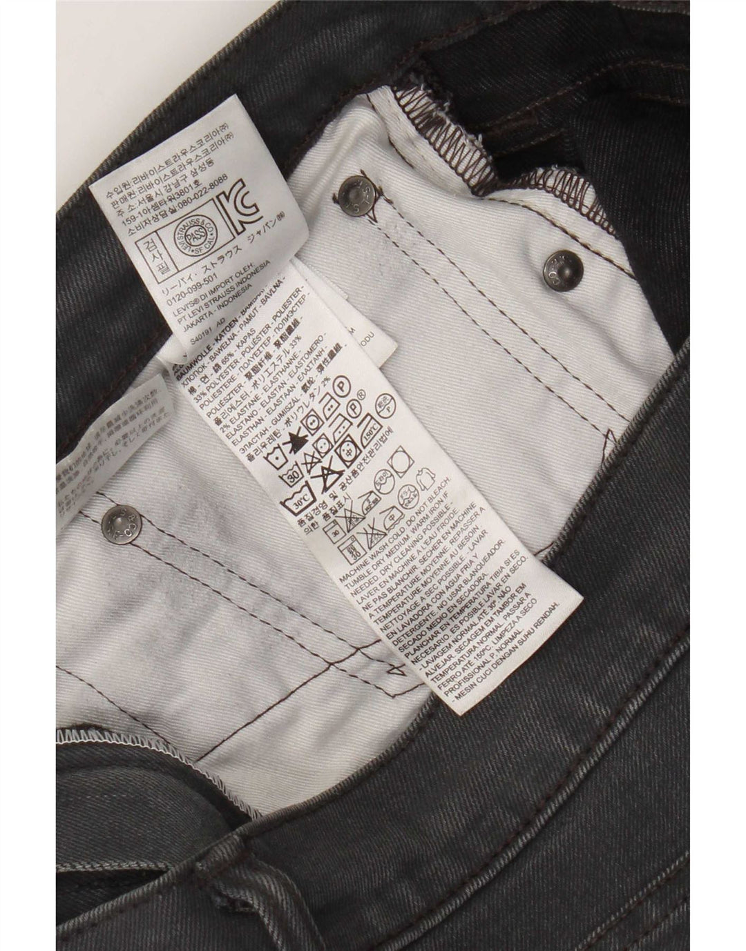 Levi's Herren Slim Jeans W34 L32 Graue Baumwolle
