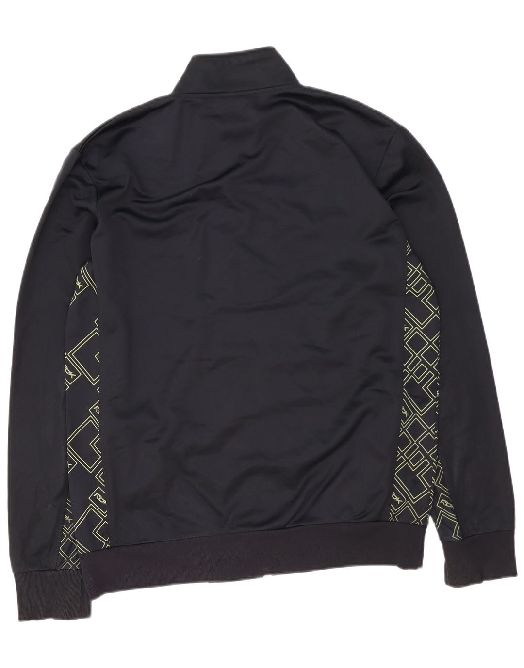 REEBOK Herren-Trainingsanzug mit grafischem Oberteil, mittleres schwarzes geometrisches Polyester