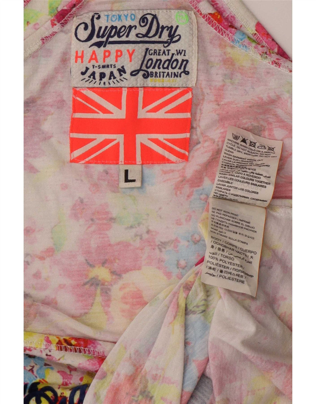 Superdry Damen Grafik-Trägershirt UK 16 Großes mehrfarbiges Blumenmuster aus Polyester