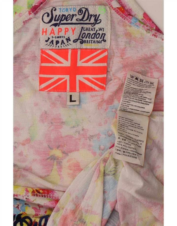 Superdry Damen Grafik-Trägershirt UK 16 Großes mehrfarbiges Blumenmuster aus Polyester
