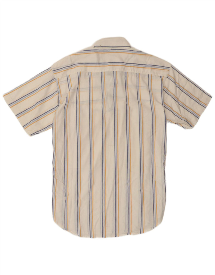 Vintage Herren Kurzarm-Pullovershirt Mittelweiß gestreift