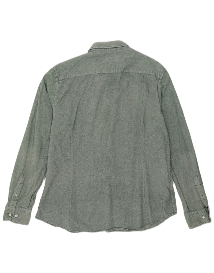 MASSIMO DUTTI Herrenhemd XL Grüne Baumwolle