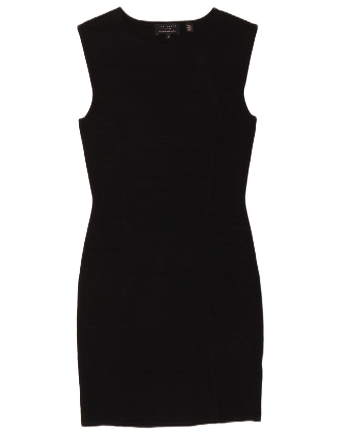 Ärmelloses Etuikleid für Damen von Ted Baker, Größe 2, S, schwarze Viskose