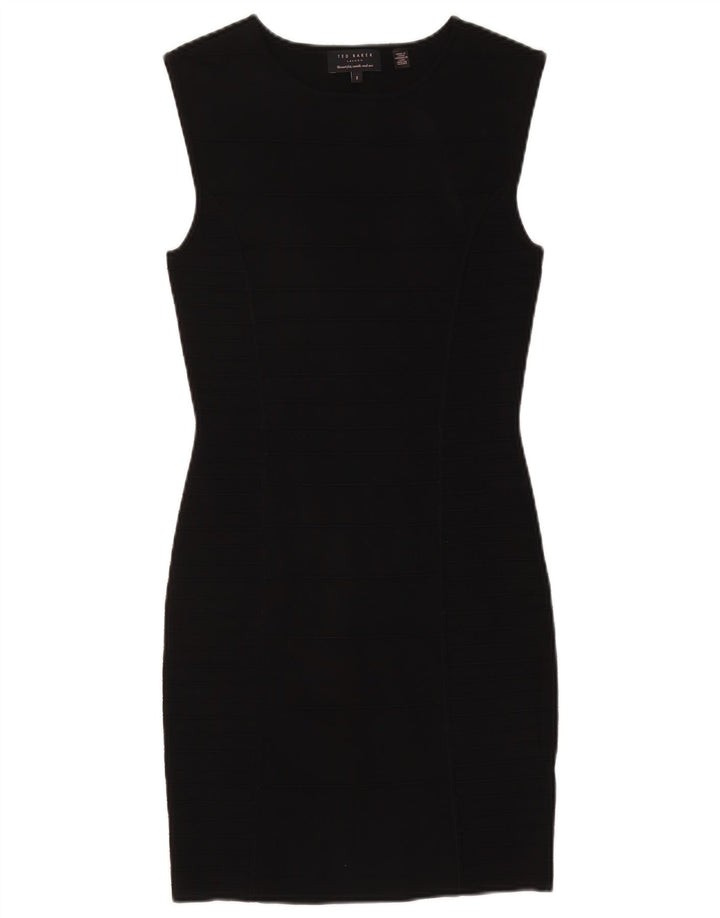 Ärmelloses Etuikleid für Damen von Ted Baker, Größe 2, S, schwarze Viskose