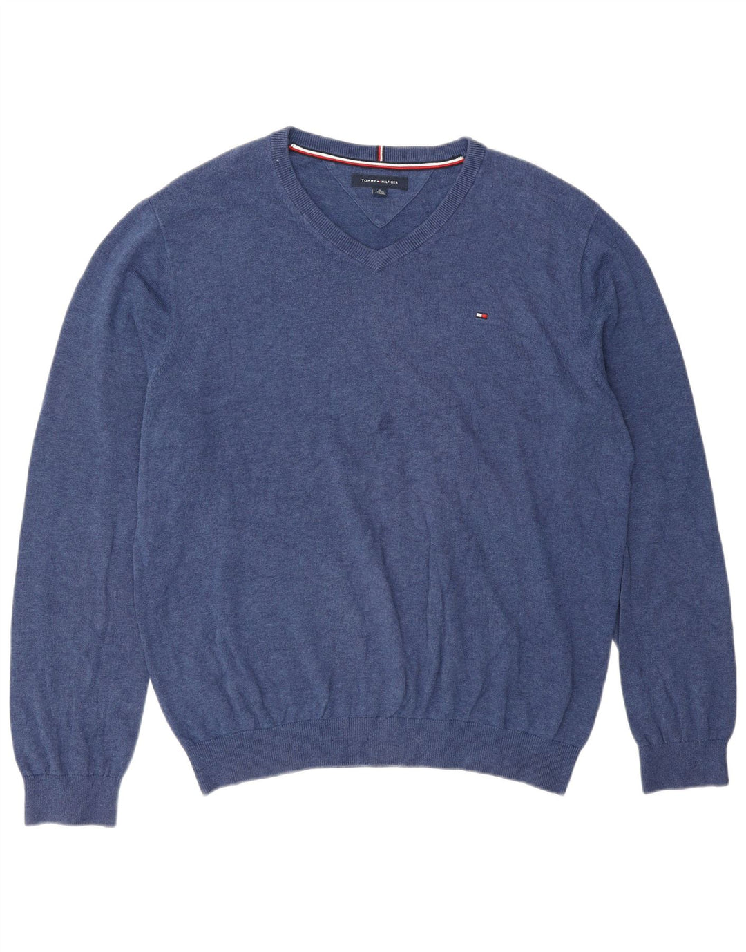 Tommy Hilfiger Herren-Pullover mit V-Ausschnitt, XL, Blau, klassisch