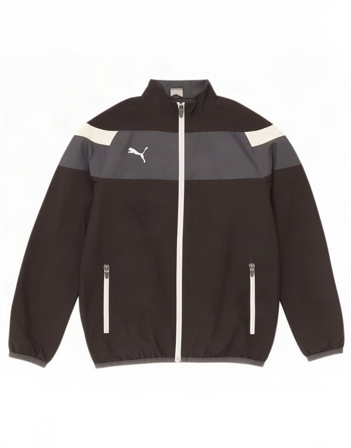 Puma Jungen-Trainingsanzug-Top-Jacke, 11–12 Jahre, schwarzes Farbblock-Polyester
