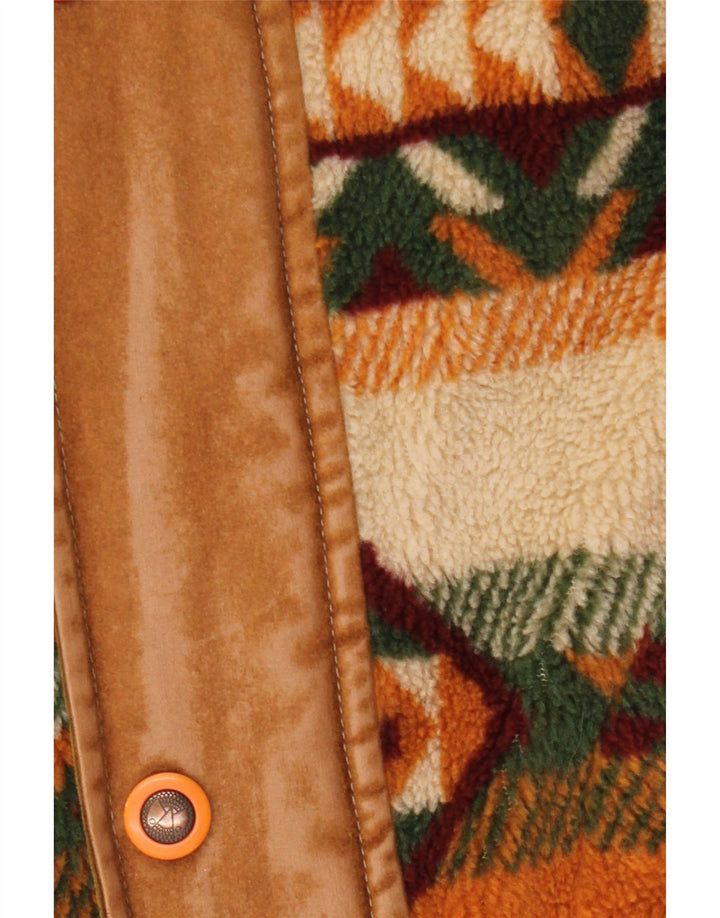 WAMPUM Herren Fleecejacke UK 40 Large Braun Geometrisch