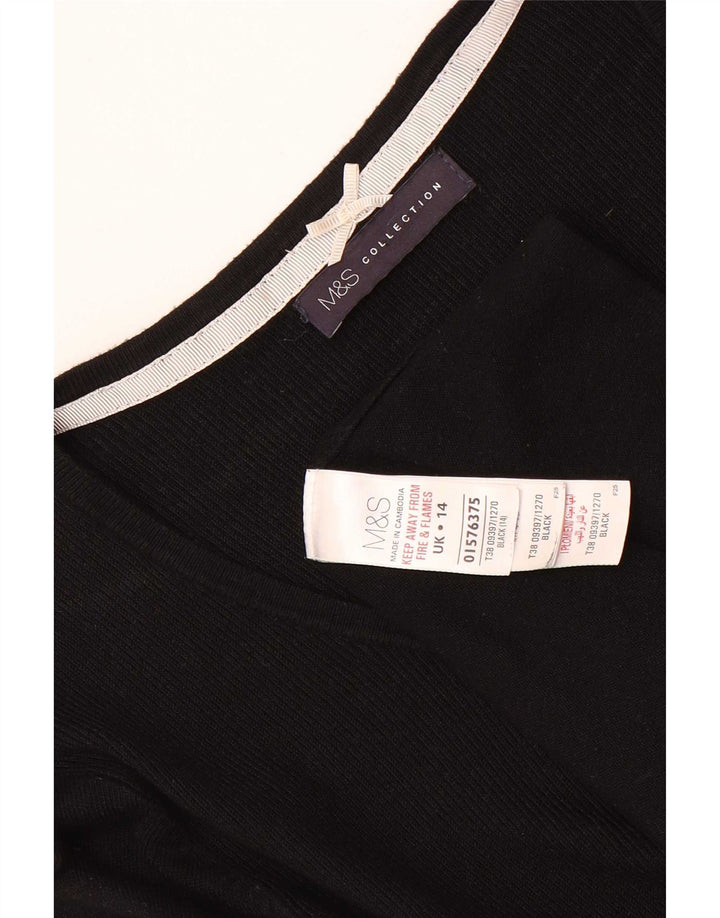 Marks & Spencer Damen-Tunika-Oberteil mit 3/4-Ärmeln, UK-Größe 44, Mittelschwarz, Viskose