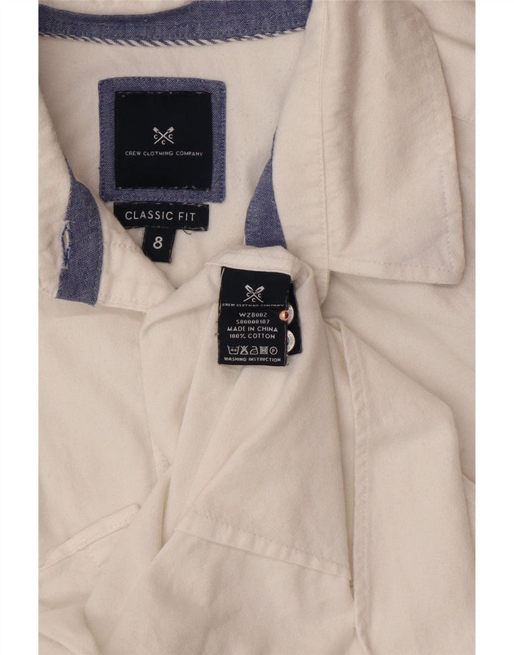 CREW CLOTHING Damen-Hemd mit klassischer Passform, UK 8, Größe S, weiße Baumwolle