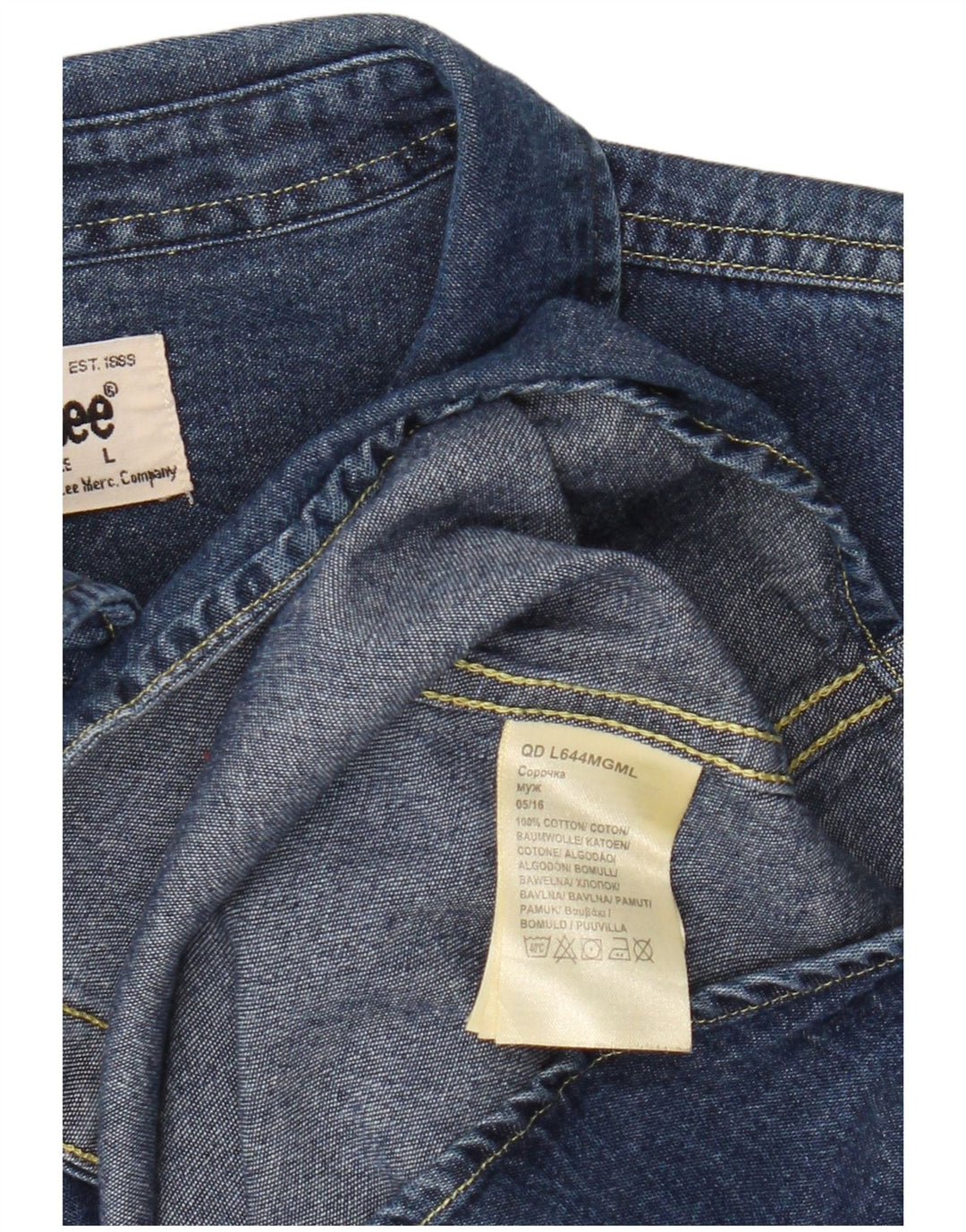 Lee Herren-Jeanshemd, groß, aus blauer Baumwolle