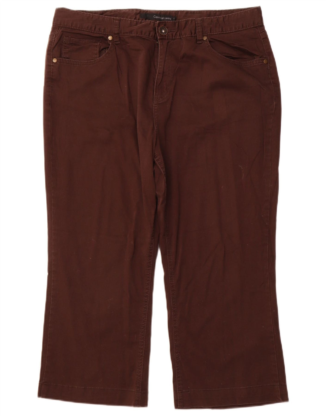 CALVIN KLEIN Damen gerade Caprihose US 16 2XL W36 L22 Braune Baumwolle