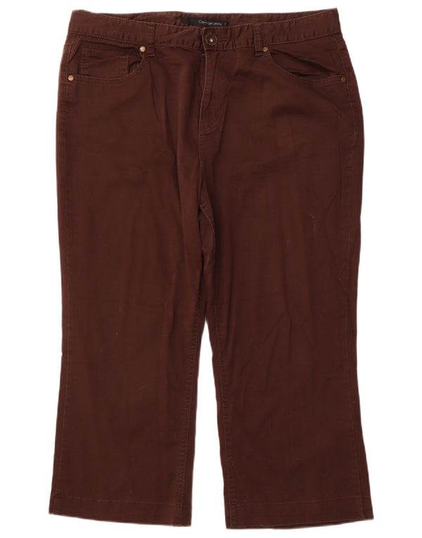 CALVIN KLEIN Damen gerade Caprihose US 16 2XL W36 L22 Braune Baumwolle
