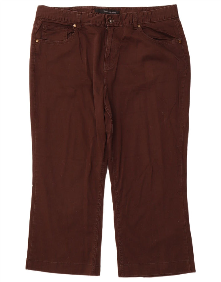CALVIN KLEIN Damen gerade Caprihose US 16 2XL W36 L22 Braune Baumwolle