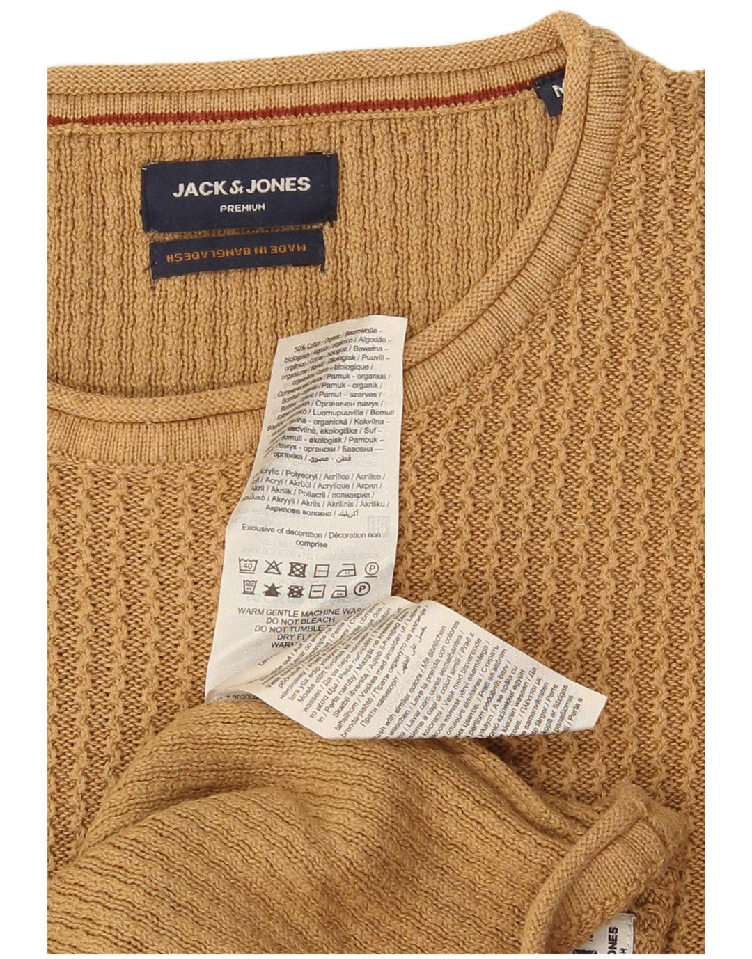 Jack & Jones Herren-Pullover mit Rundhalsausschnitt, mittelbeige Baumwolle