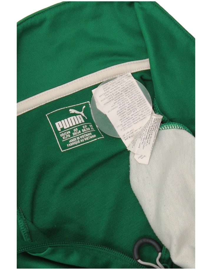 Puma Herren-Trainingsanzug mit Reißverschluss am Hals, XL, grünes Farbblock-Polyester