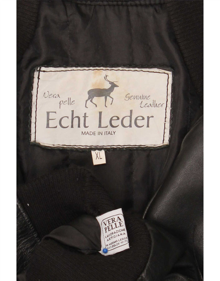 Vintage Herren Bomber Lederjacke UK 42 XL Schwarzes Leder