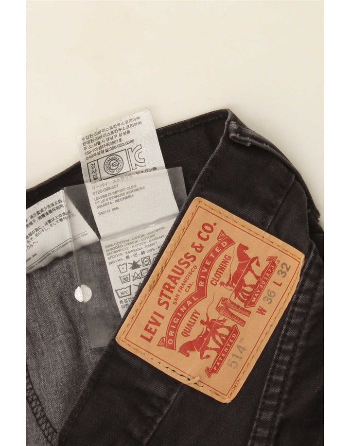Levi's Herren 514 Straight Jeans W36 L32 Schwarze Baumwolle