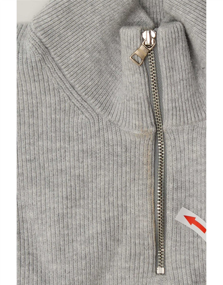 Marks & Spencer Herren-Pullover mit Reißverschluss am Hals, XL, grau, Polyester