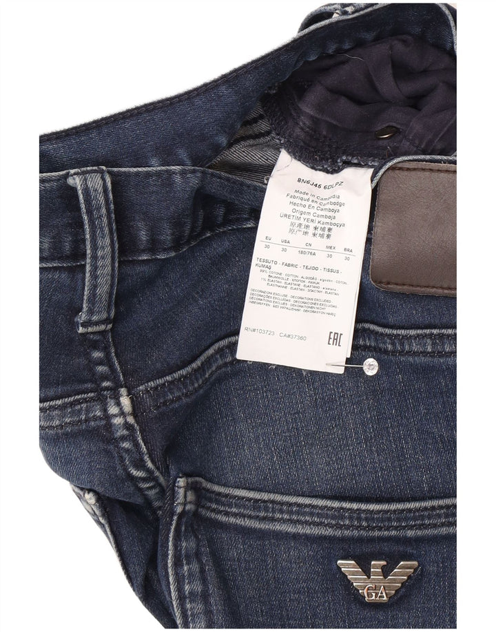 ARMANI Herren Slim Jeans W30 L32 Blaue Baumwolle