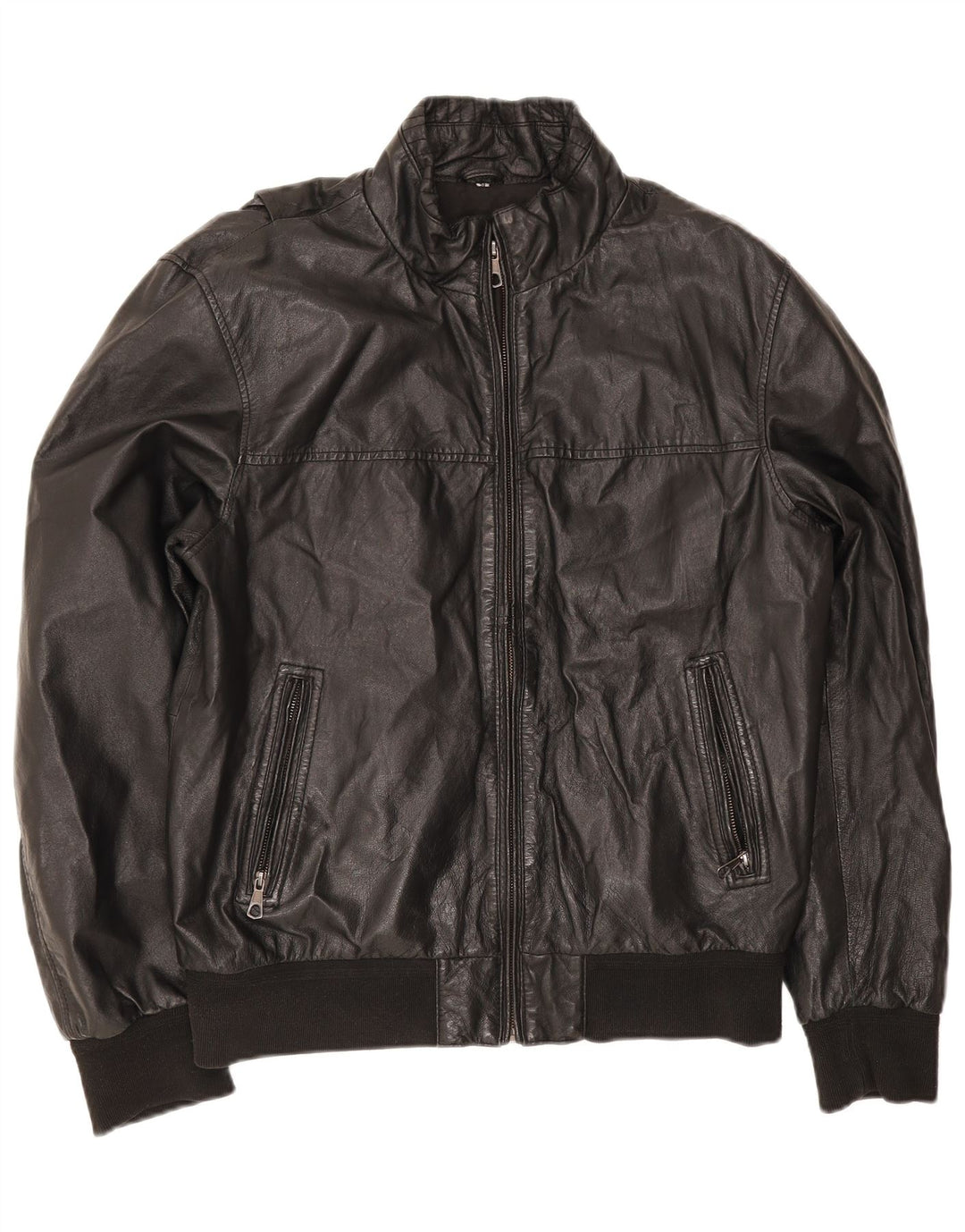 Vintage Herren Lederjacke IT 54 2XL Schwarz