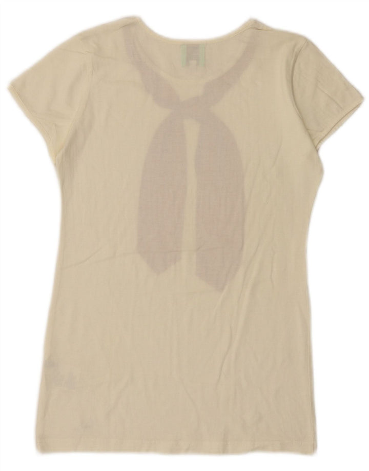 Paul Smith Damen Grafik-T-Shirt-Oberteil UK 12 Mittelweiße Baumwolle