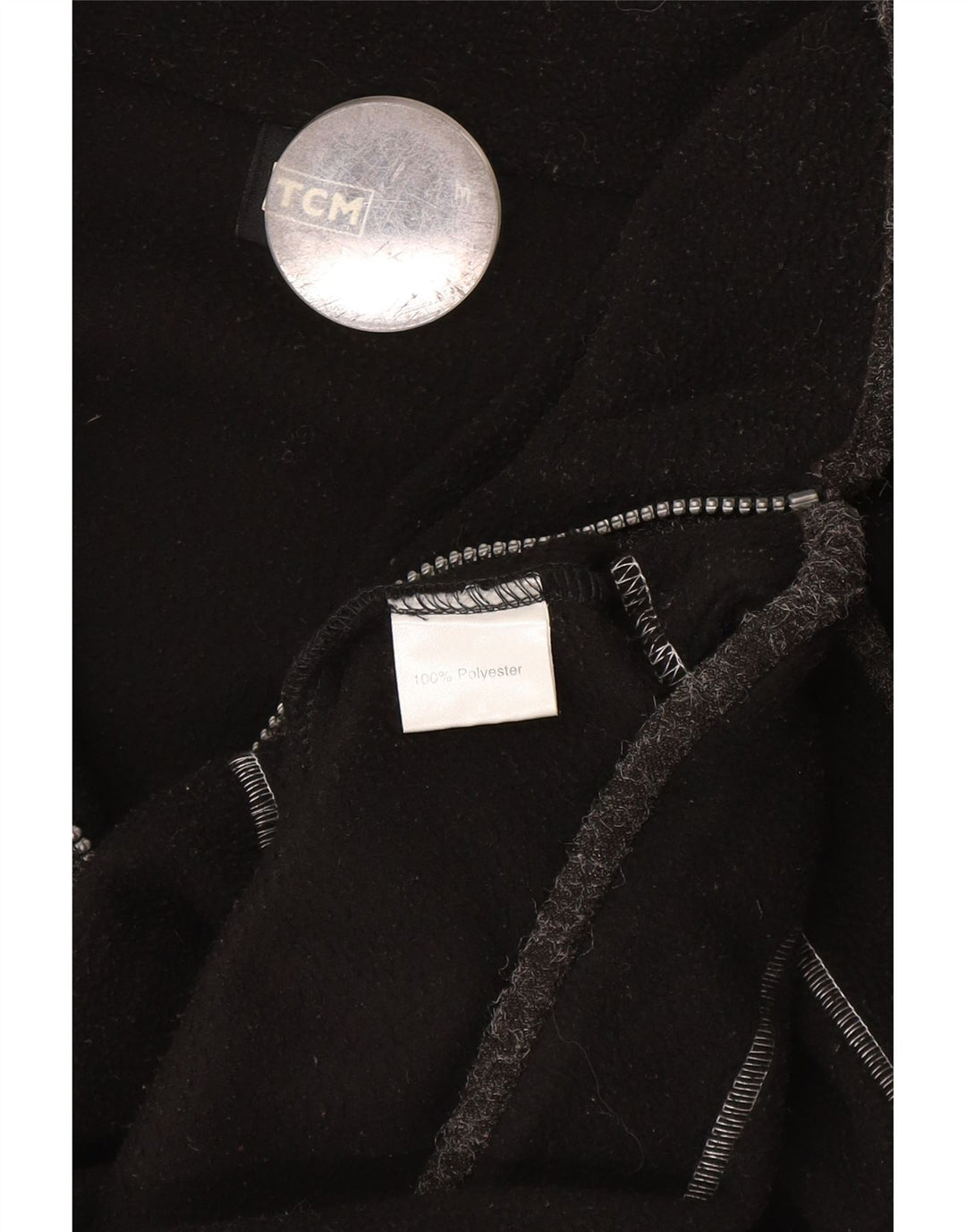 TCM Herren-Fleecepullover mit grafischem Reißverschluss am Hals, Mittelschwarzes Polyester