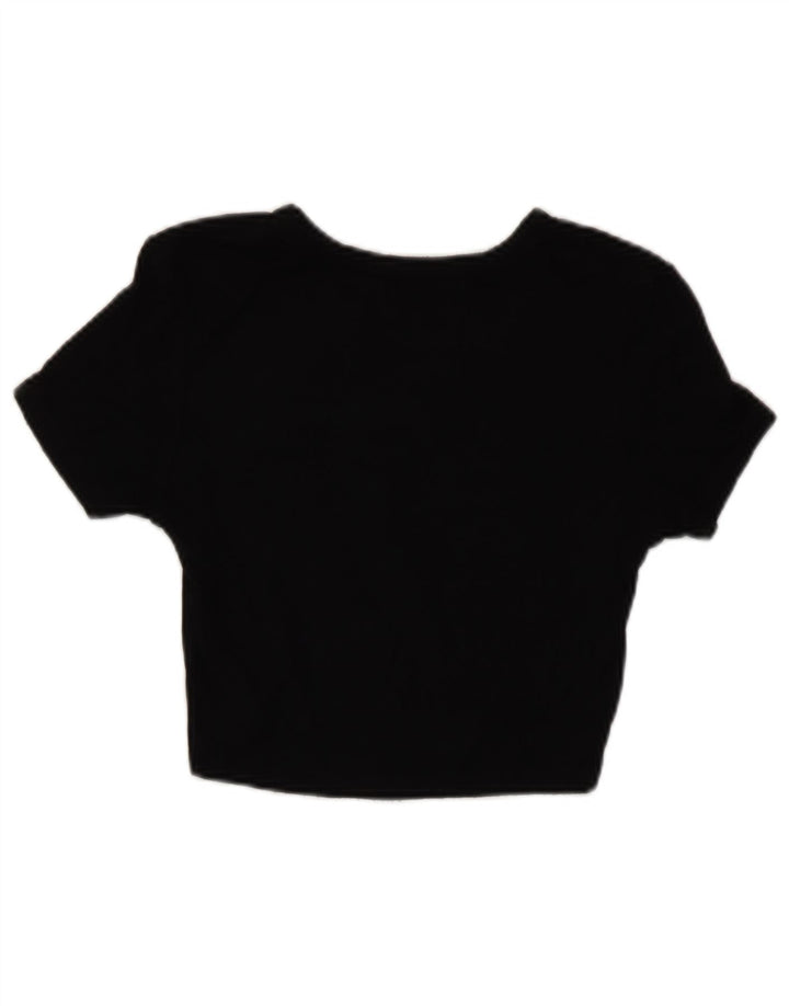 Zara Damen Crop T-Shirt Top UK 12 Medium Schwarz