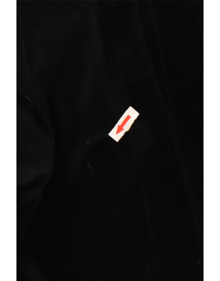 Vintage Damen Samt Bomberjacke UK 12 Medium Schwarz