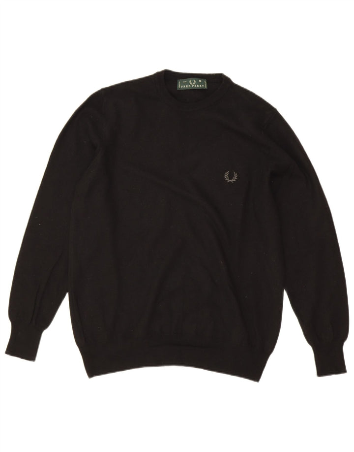 Fred Perry Damen-Pullover mit Rundhalsausschnitt, UK 14, mittelschwarze Wolle