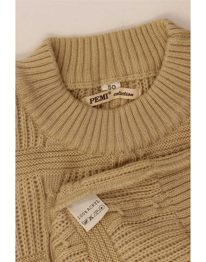 Vintage Herren Pullover mit Rundhalsausschnitt IT 50 Medium Beige Acryl
