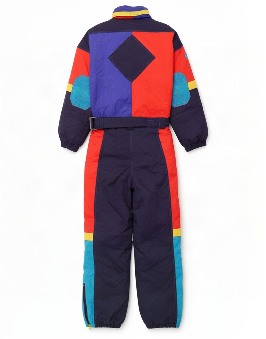 Vintage Skioverall für Jungen, 13–14 Jahre, marineblaues Farbblock-Polyester