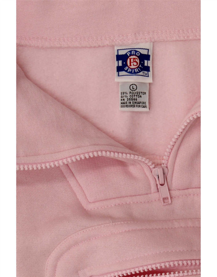 Vintage Damen Übergroßer Sweatshirt-Pullover mit Reißverschluss und Halsausschnitt, UK 16, Größe L, Rosa