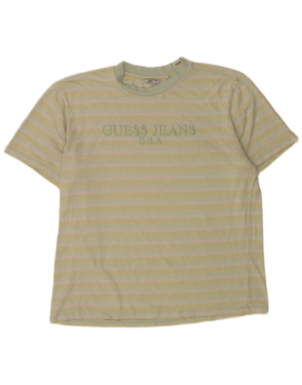 Guess Herren-T-Shirt mit Grafik, groß, gelb gestreift