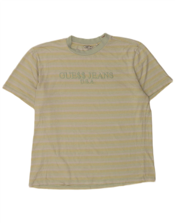 Guess Herren-T-Shirt mit Grafik, groß, gelb gestreift