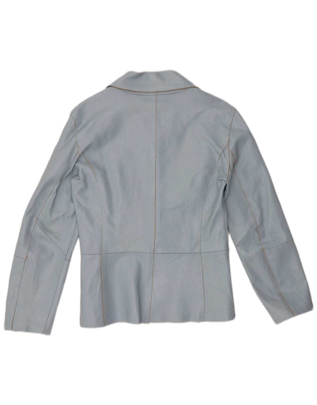 VINTAGE Damen 2-Knopf-Lederblazerjacke UK 12 Mittelblau