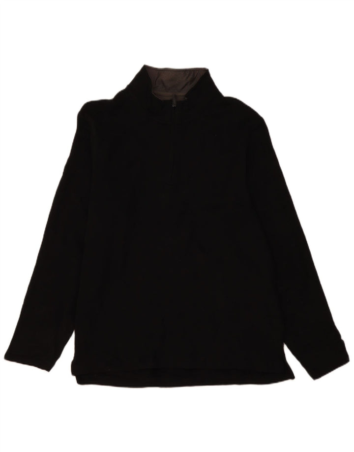 Wrangler Herren-Fleecepullover mit Reißverschluss am Hals, groß, aus schwarzem Polyester