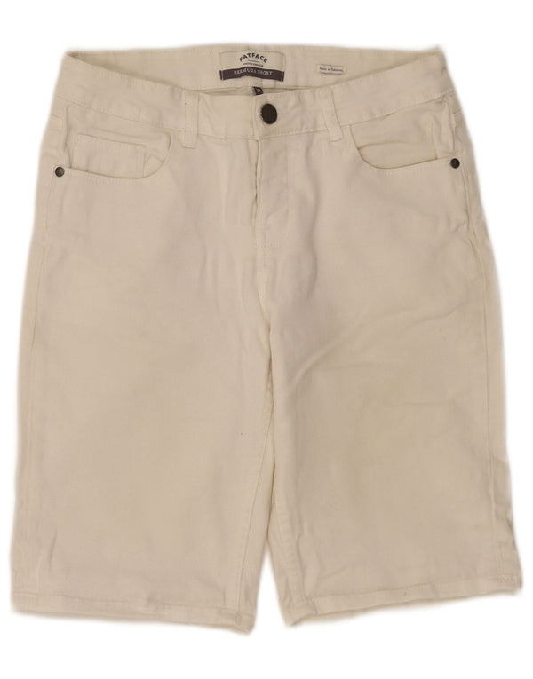Fat Face Womens Denim Bermuda Shorts UK 10 Small W28 White Cotton