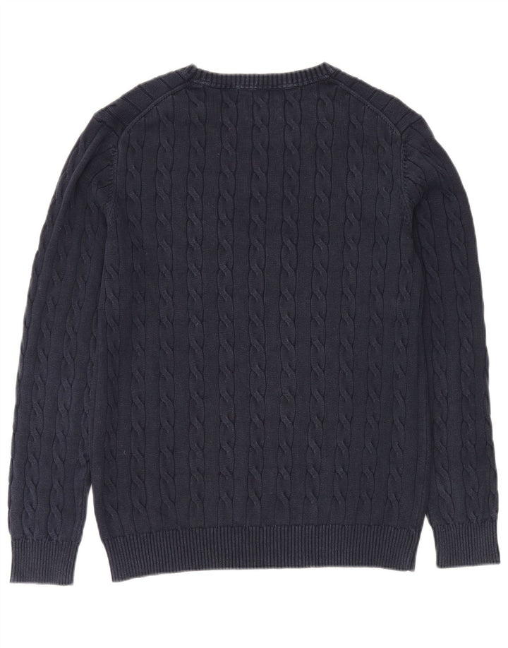 Gant Herren-Pullover mit U-Boot-Ausschnitt, groß, marineblaue Baumwolle